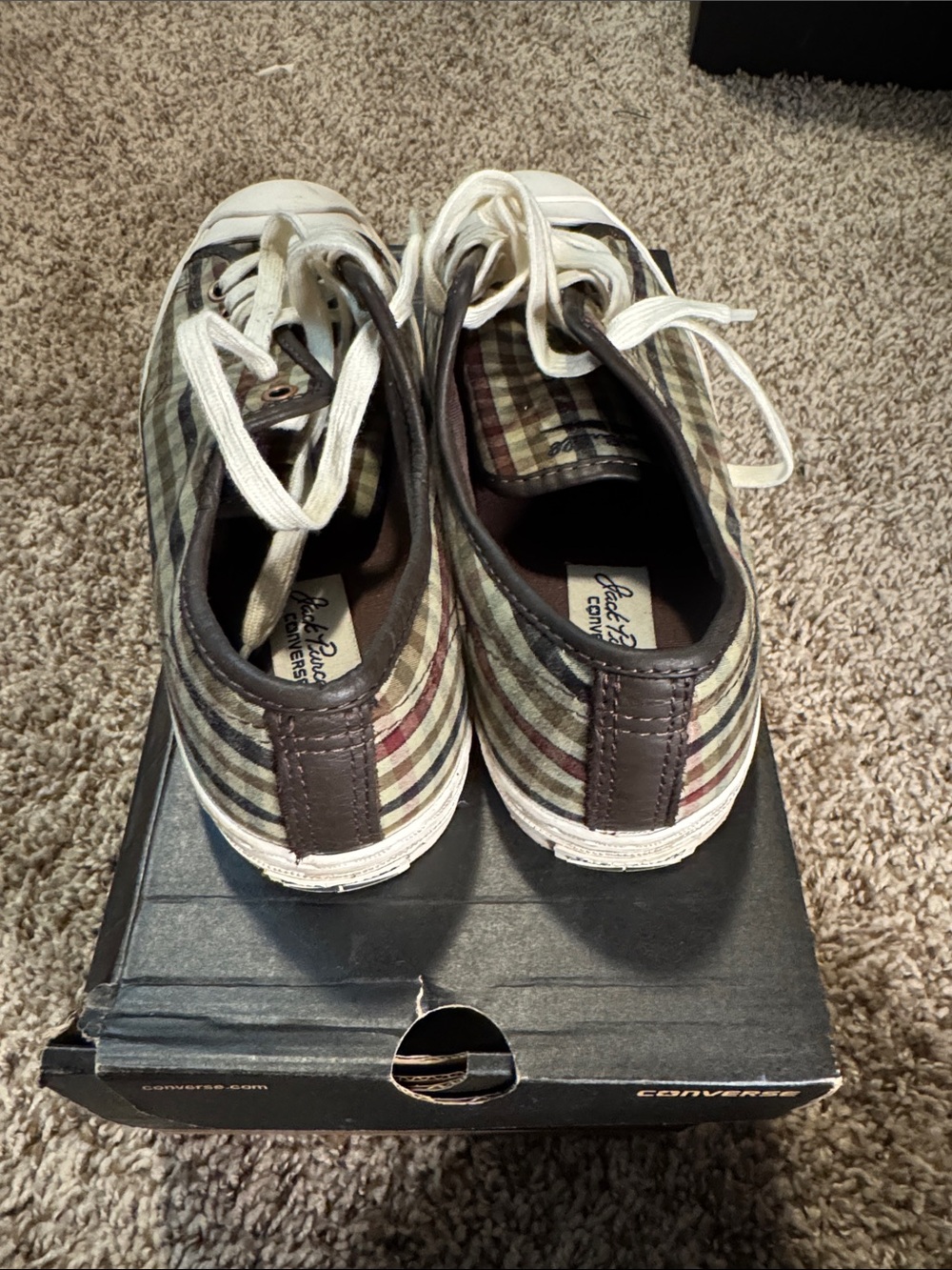 Converse Low-Top Plaid Sneakers - Brown/Green - Picture 2 of 4